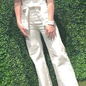 Flying Tomato Cream Wide Leg Jumpsuit